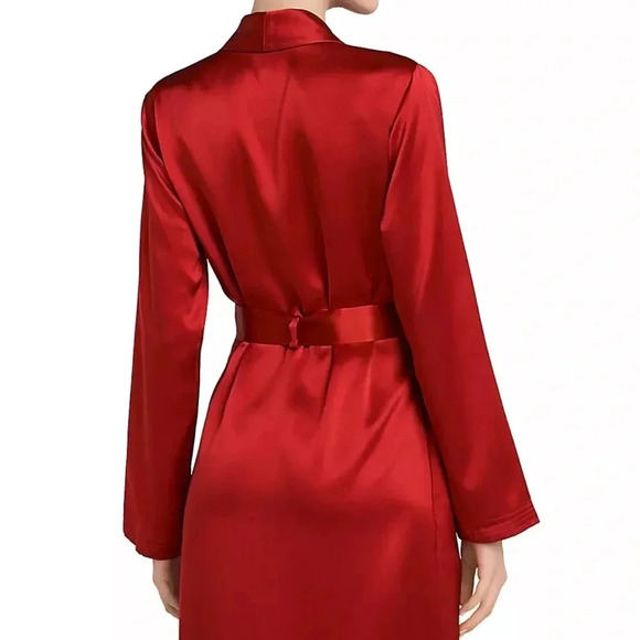 LA PERLA NWT Red Tango Short Silk Robe Tie Waist Pocket - Picture 3 of 16